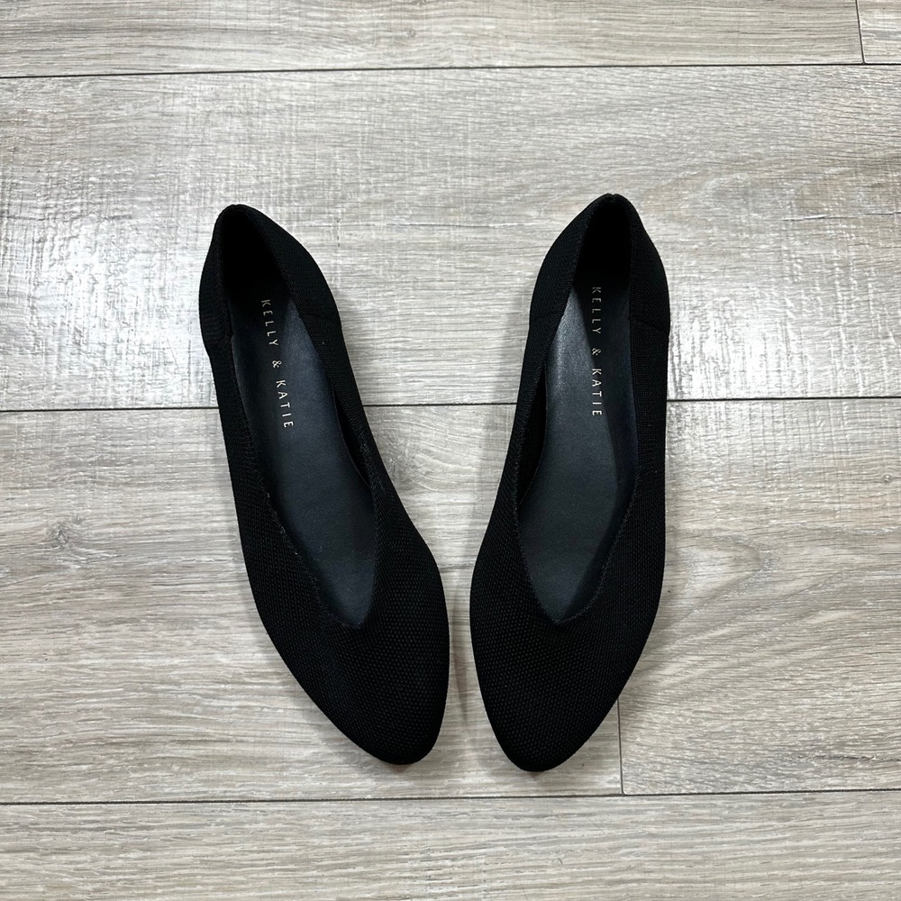 Kelly & Katie Black Round Pointed Slip On Ballet Flats‎ Mesh Knit Women's 7.5 M - Picture 2 of 7